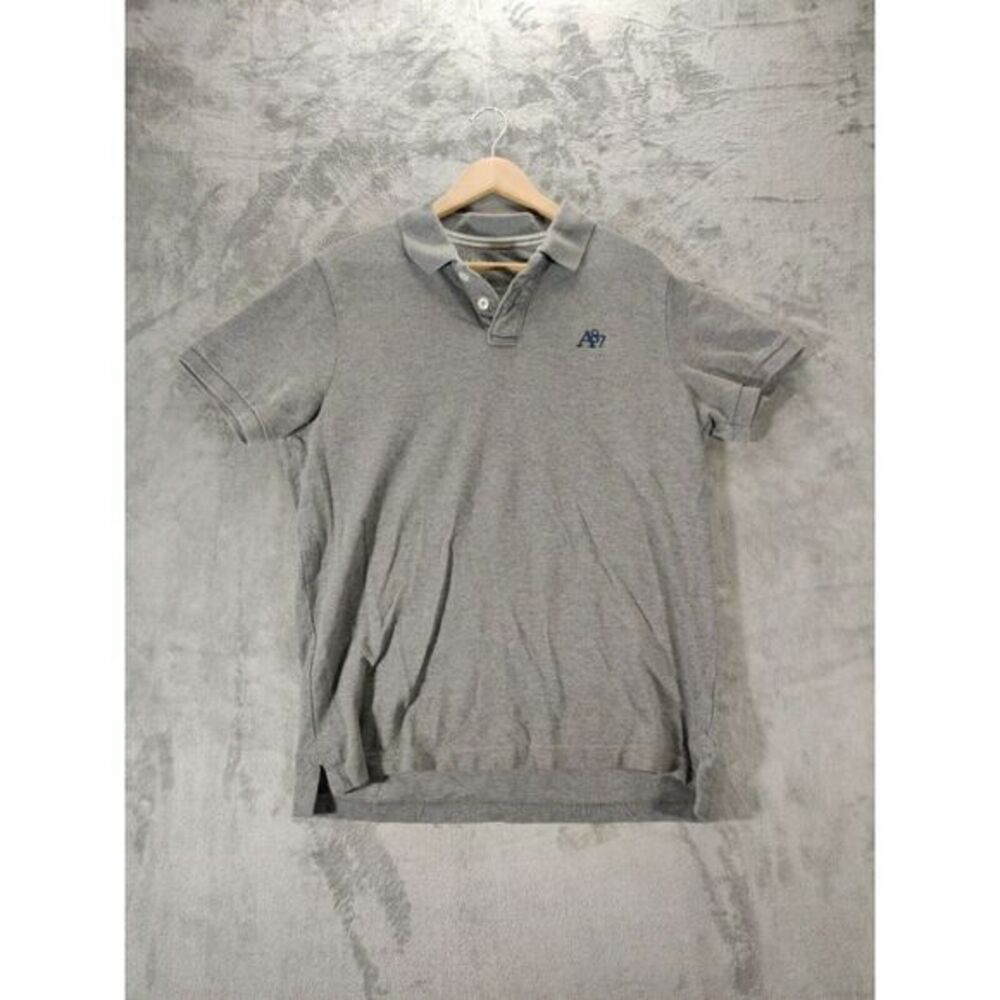Aeropostale Shirt Men's Large Gray Shortsleeve Polo With Blue Logo On Chest Prep